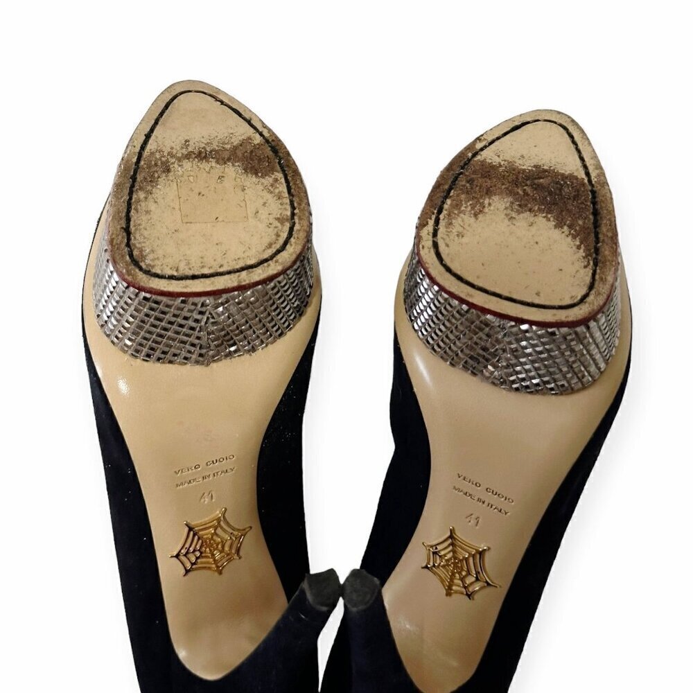 Charlotte Olympia Dolly‎ Platform Pumps with Metal Platform, 41 EU, Navy Suede - Picture 13 of 16